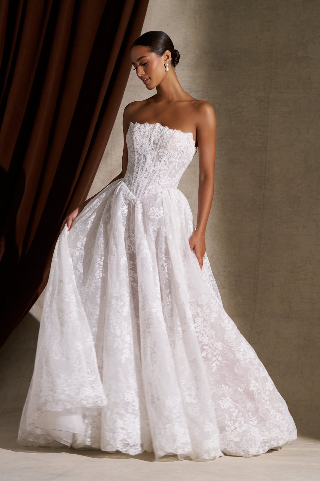 Ivory Lace Ballgown Wedding Dress with Intricate Detail