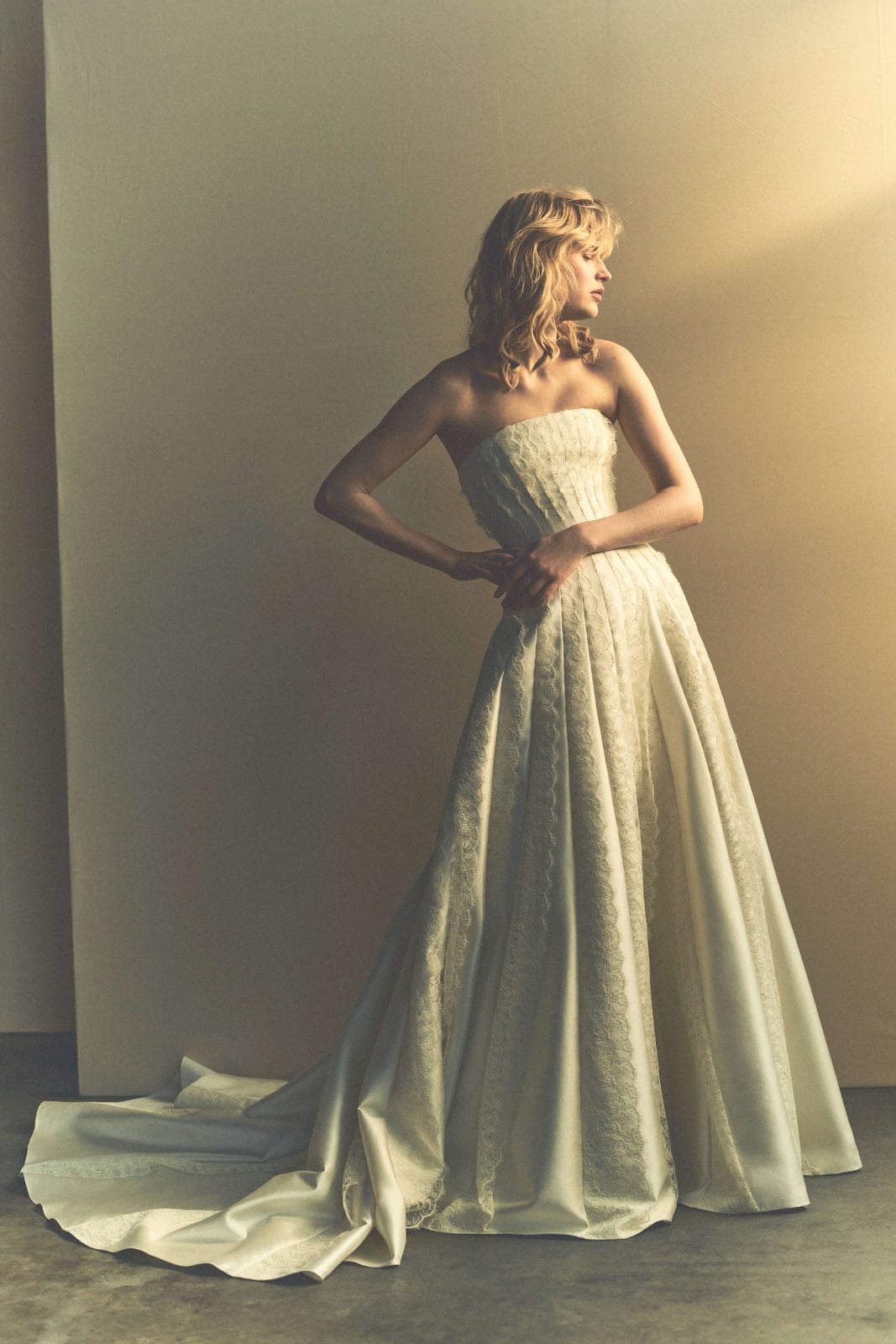 Ivory Strapless Ballgown with Sculpted Bodice, Close-Up Take — Wedding Dress