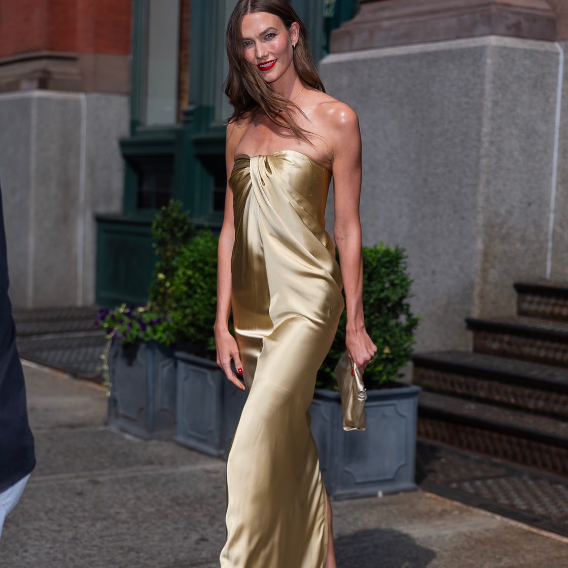 Champagne Gold Satin Column Gown for a Chic Wedding, Close-Up Take Champagne Gold Satin Column Gown for a Chic Wedding, Close-Up Take — Wedding Guest Outfits