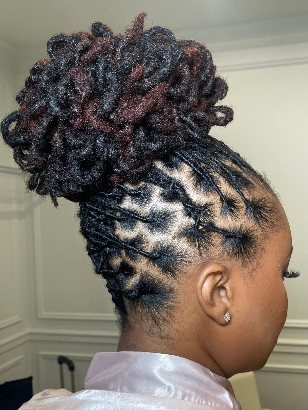 Braided Updo With Burgundy Highlights Braided Updo With Burgundy Highlights — Wedding Hairstyles for Long Hair