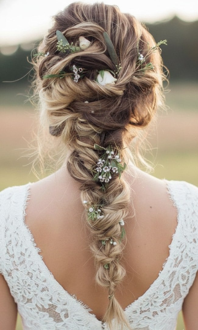 Bohemian Braid With Twists And Florals Bohemian Braid With Twists And Florals — Wedding Hairstyles for Long Hair