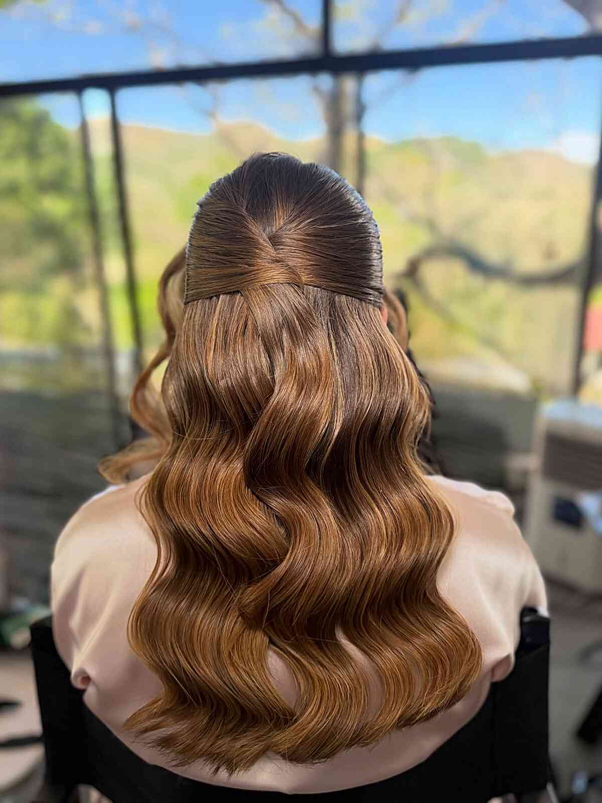 Half Up Half Down With Voluminous Waves Half Up Half Down With Voluminous Waves — Wedding Hairstyles for Long Hair