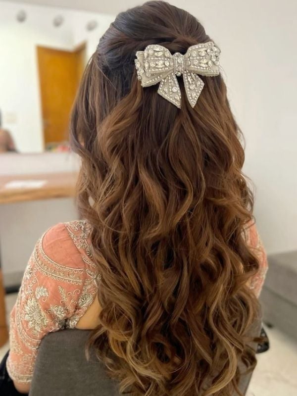 Half-Up Half-Down With Curls And Bow Half-Up Half-Down With Curls And Bow — Wedding Hairstyles for Long Hair