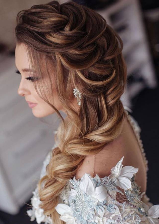 Loose Curls Swept To Side Loose Curls Swept To Side — Wedding Hairstyles for Long Hair