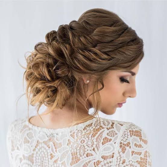 Updo With Braided Crown And Flowers and Blonde With Highlights Updo With Braided Crown And Flowers and Blonde With Highlights — Wedding Hairstyles for Long Hair