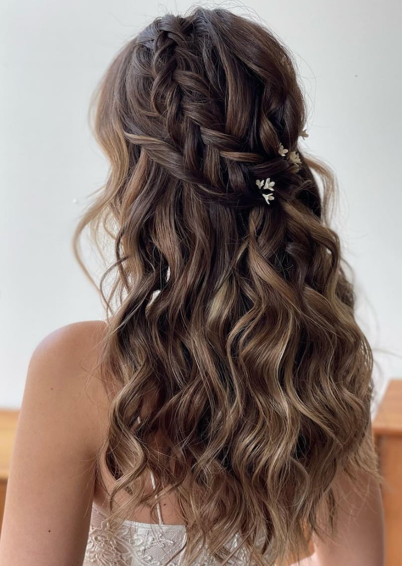 Half Up Half Down With Central Braid Half Up Half Down With Central Braid — Wedding Hairstyles for Long Hair