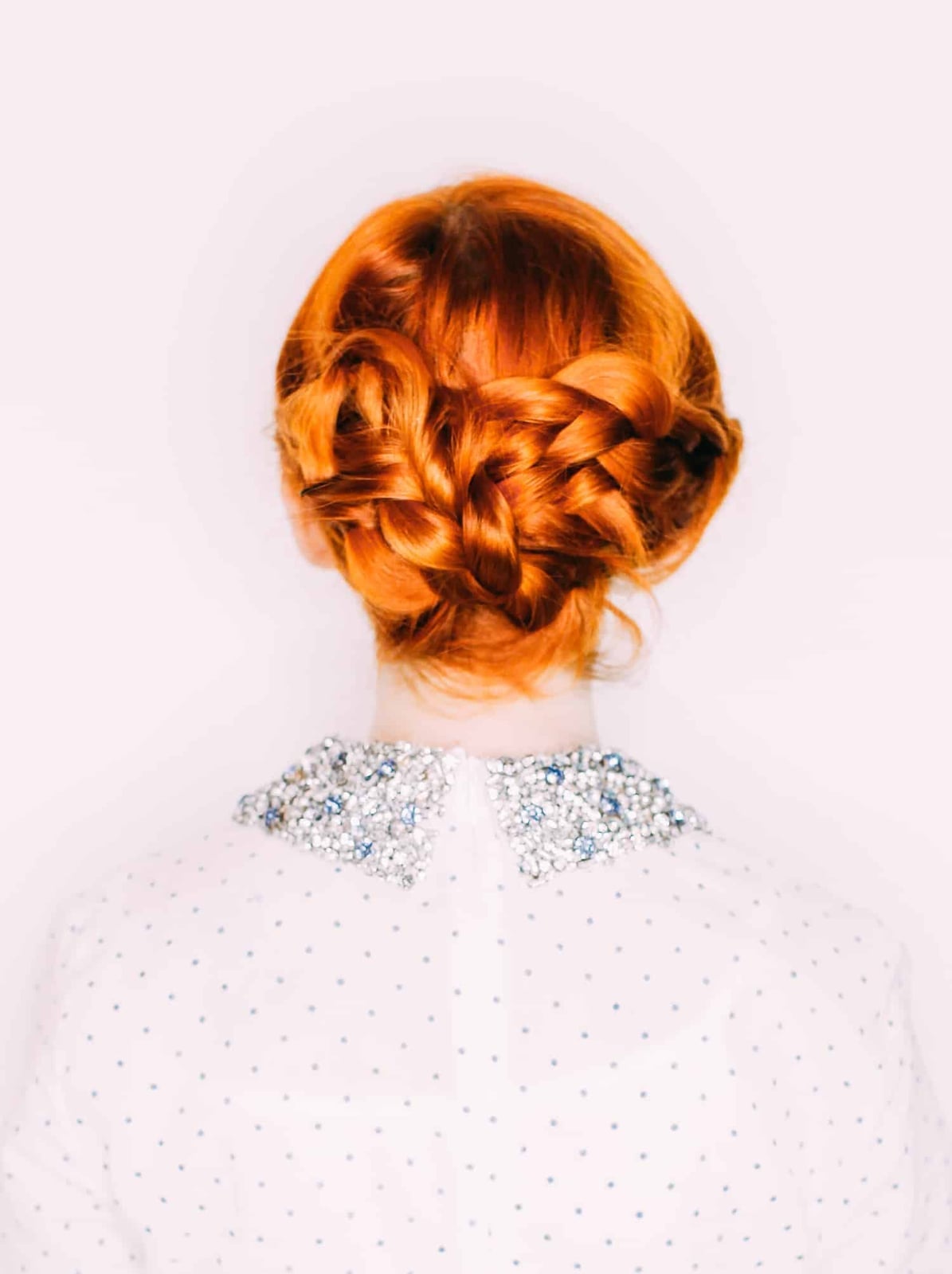 Vibrant Red Braided Updo Vibrant Red Braided Updo — Wedding Hairstyles for Long Hair