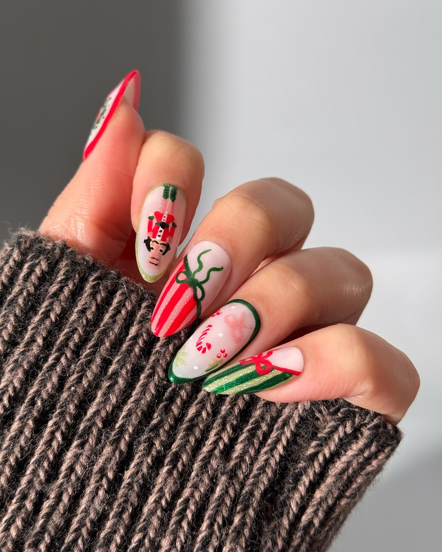 Whimsical Christmas Character Nail Art