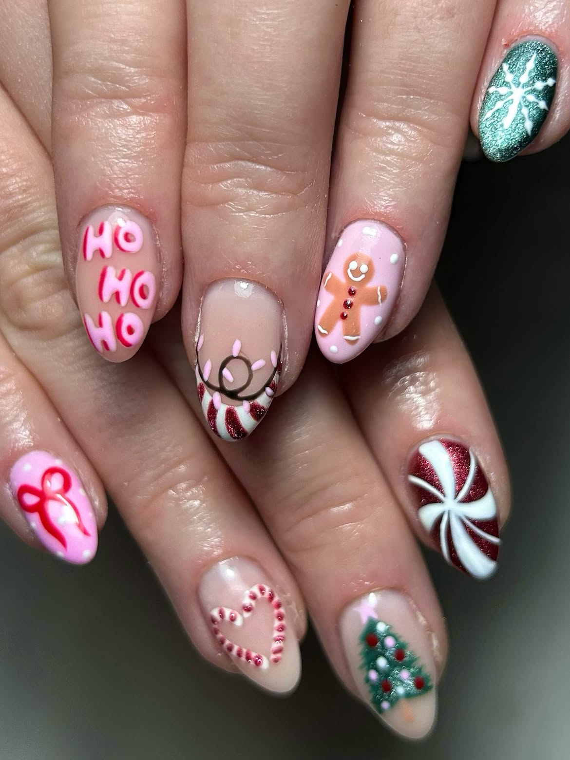 Whimsical Gingerbread Christmas Nail Art