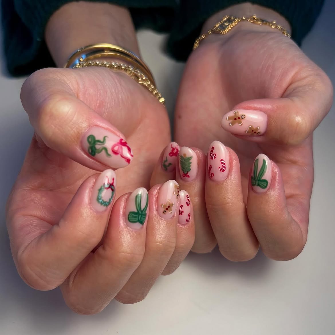 Whimsical Gingerbread Holiday Nail Art