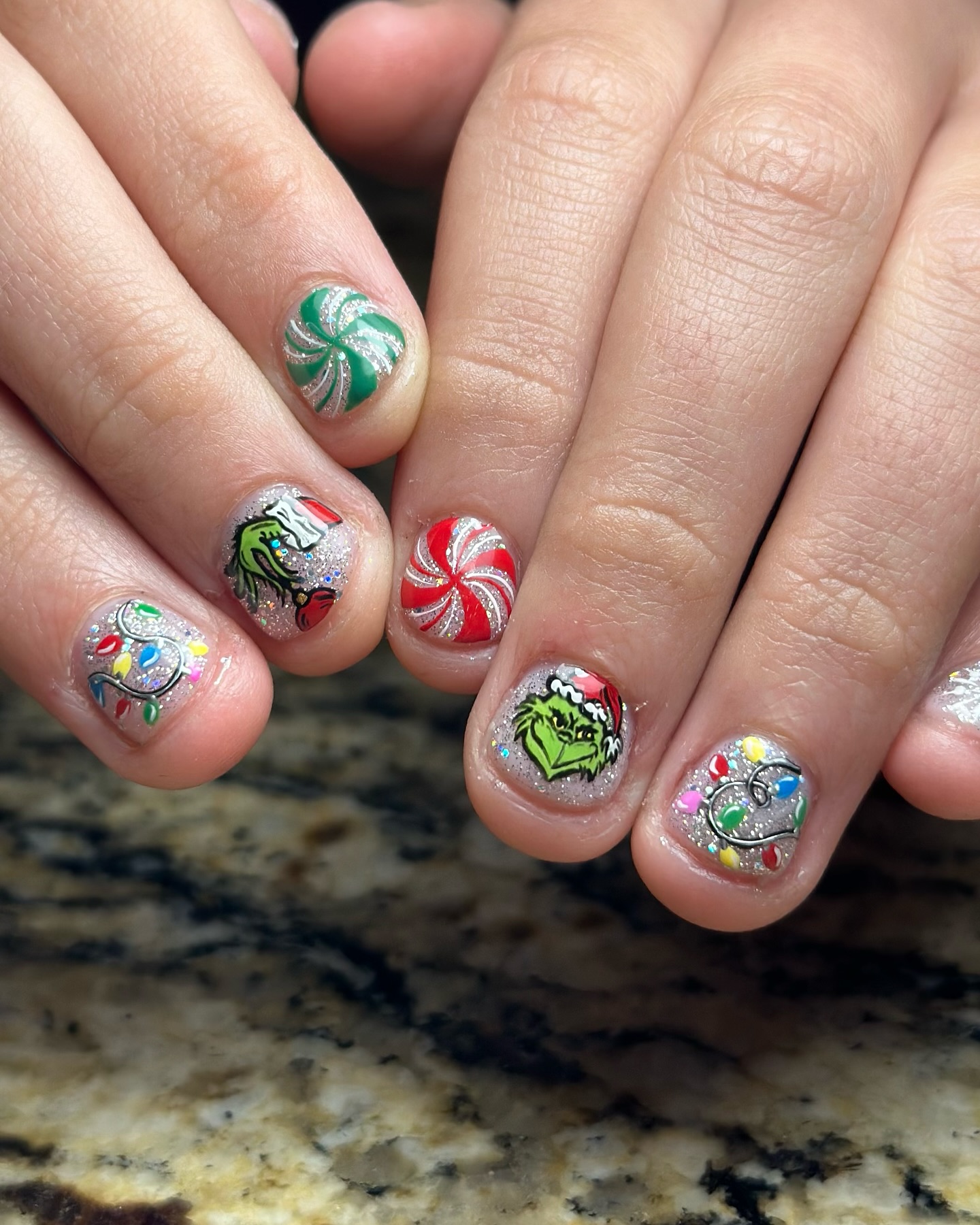 Whimsical Grinch Christmas Nail Art