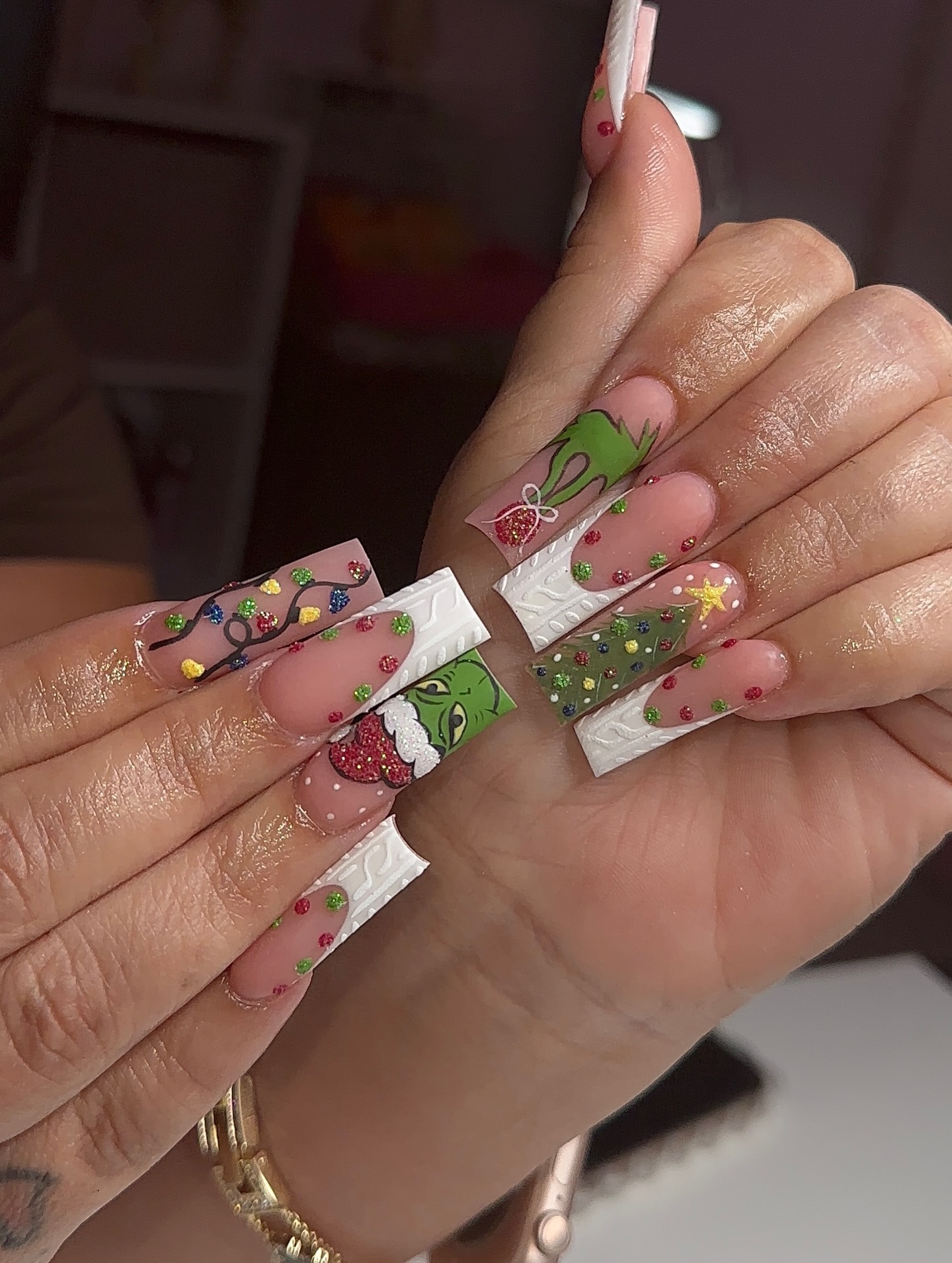 Whimsical Grinch Christmas Nail Art