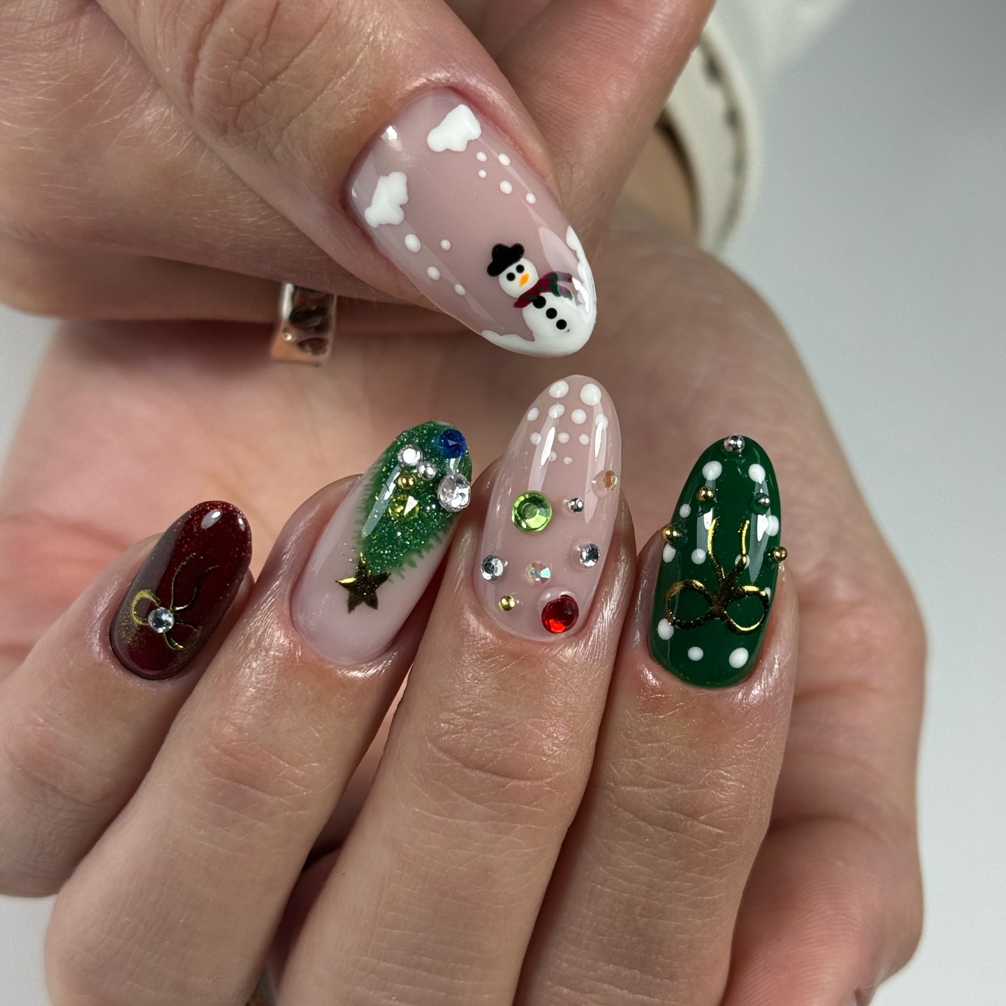 Whimsical Snowman Christmas Nail Art