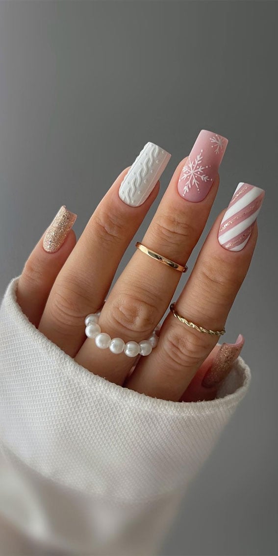 White Sweater Texture Long Coffin Nails White Sweater Texture Long Coffin Nails — White Christmas Nails