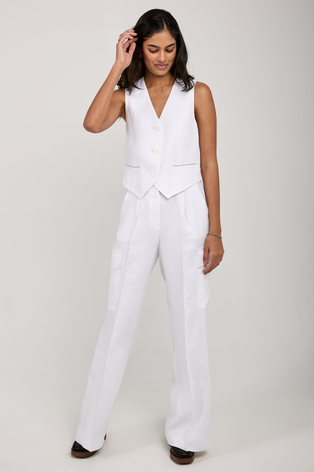 White Vest with Cargo Pants for Business Casual White Vest with Cargo Pants for Business Casual — White Vest Outfit