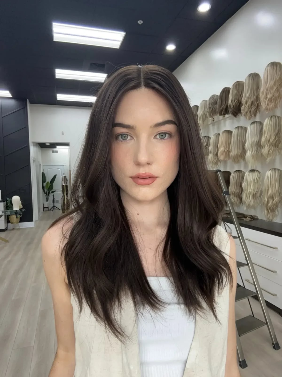 Dark Brown Collarbone Waves With Soft Blowout Dark Brown Collarbone Waves With Soft Blowout — Wig Hair
