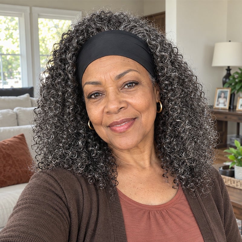 Gray Shoulder Length Curly Wig Gray Shoulder Length Curly Wig — Wig Hair