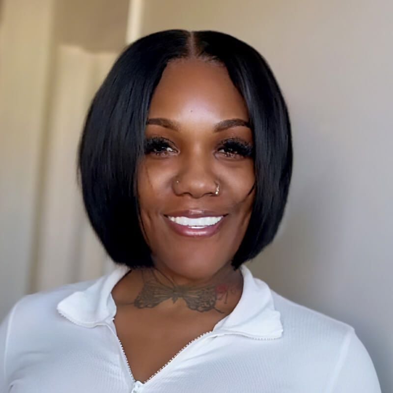 Sharp Black Bob With No Bangs Sharp Black Bob With No Bangs — Wig Styles