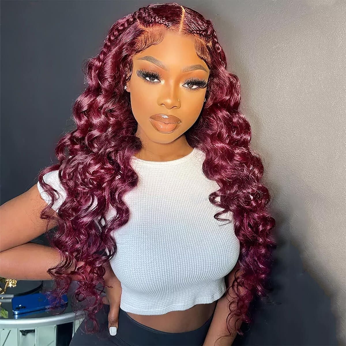 99J Burgundy Shoulder Length Waves 99J Burgundy Shoulder Length Waves — Wig Styles