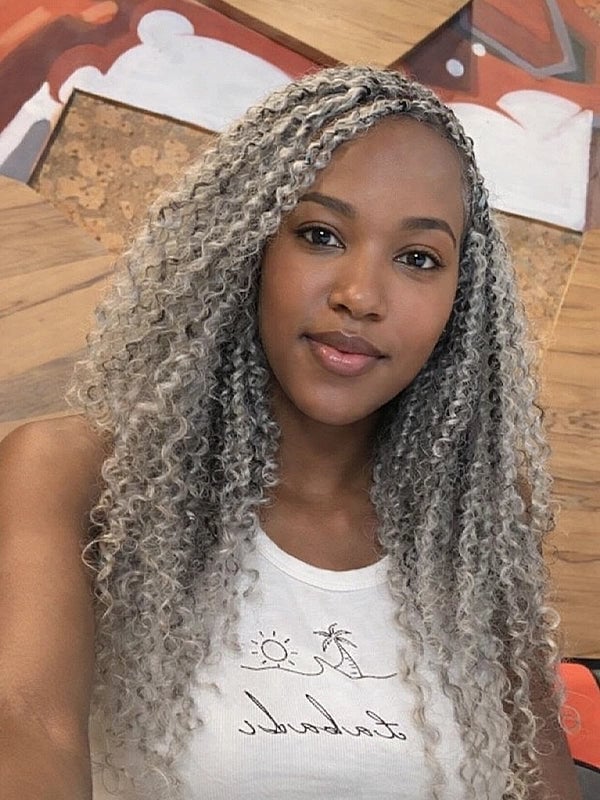 Silver Gray Mid-Back Curls Silver Gray Mid-Back Curls — Wig Styles