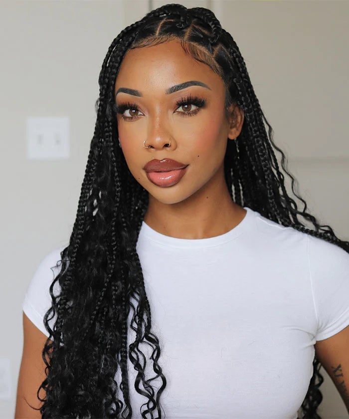 Mid-Back Braids With Loose Ends Mid-Back Braids With Loose Ends — Wig Styles