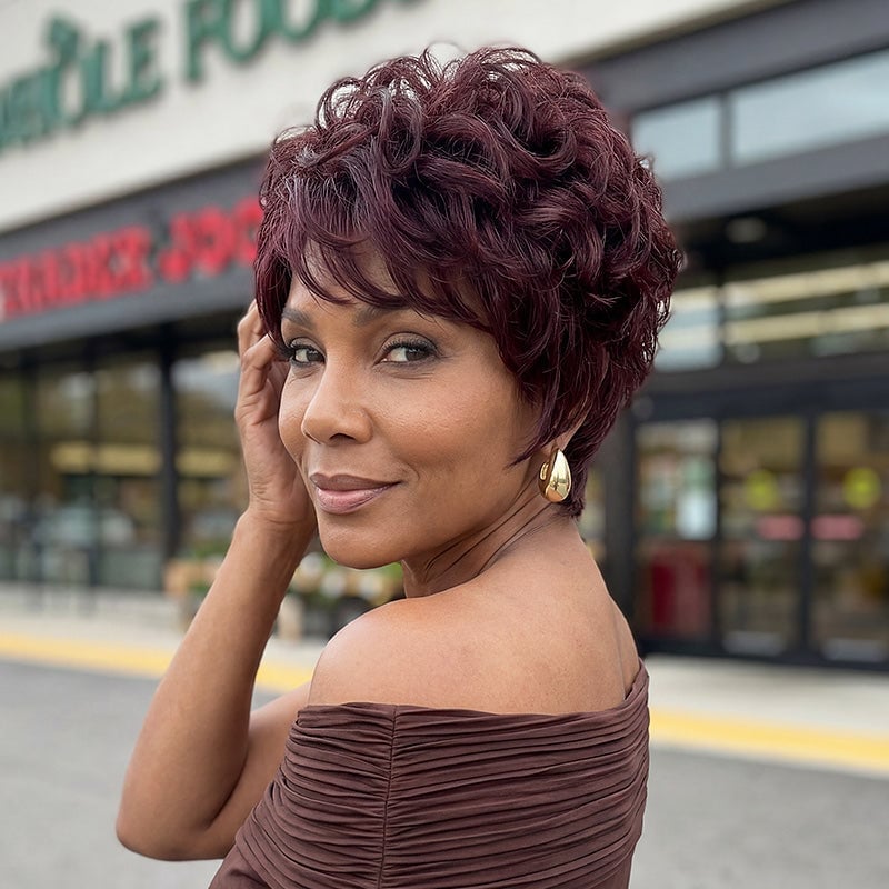 Burgundy Pixie Cut With Short Bangs Burgundy Pixie Cut With Short Bangs — Wig Styles