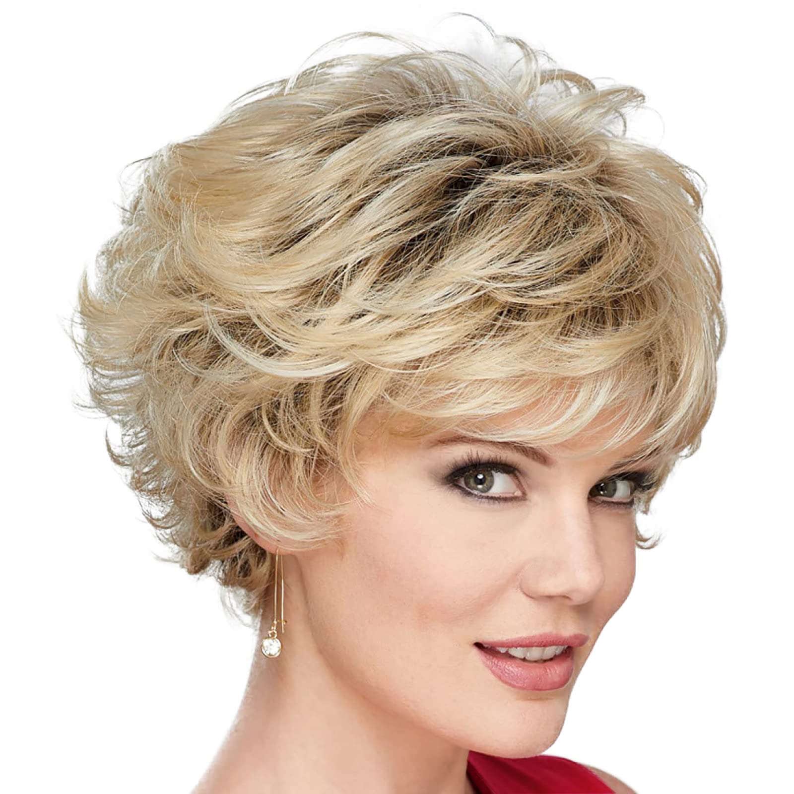 Blonde Wavy Pixie With Side-Swept Bangs Blonde Wavy Pixie With Side-Swept Bangs — Wig Styles