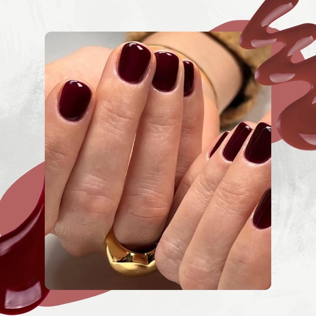 Deep Burgundy Glossy Short Square Nails With Clean Cuticle Lines Deep Burgundy Glossy Short Square Nails With Clean Cuticle Lines — Wine Nails