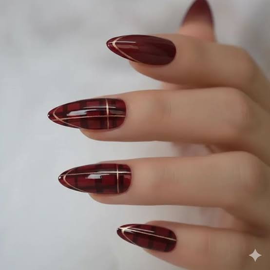Long Stiletto Burgundy White French Nails, Close-Up Take Long Stiletto Burgundy White French Nails, Close-Up Take — Wine Nails