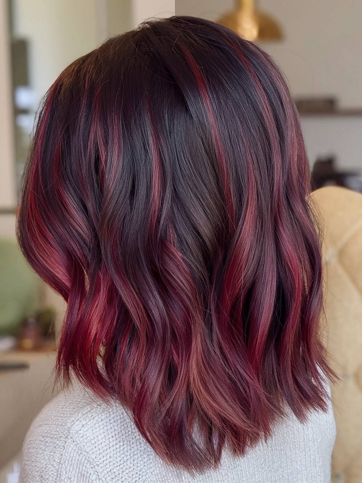 Shoulder Length Deep Uniform Wine Red Shoulder Length Deep Uniform Wine Red — Wine Red Hair