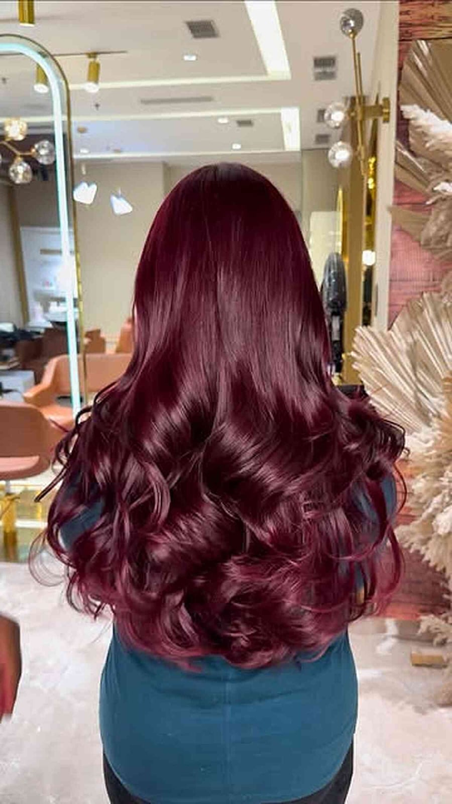 Rich Uniform Wine Red Blowout Curls Rich Uniform Wine Red Blowout Curls — Wine Red Hair