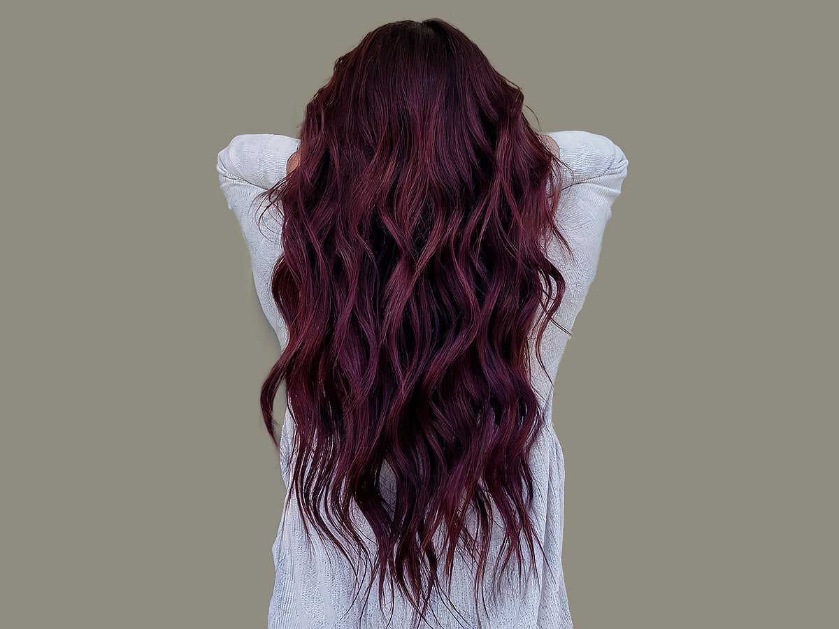 Collarbone Waves Deep Wine Red Dimension Collarbone Waves Deep Wine Red Dimension — Wine Red Hair