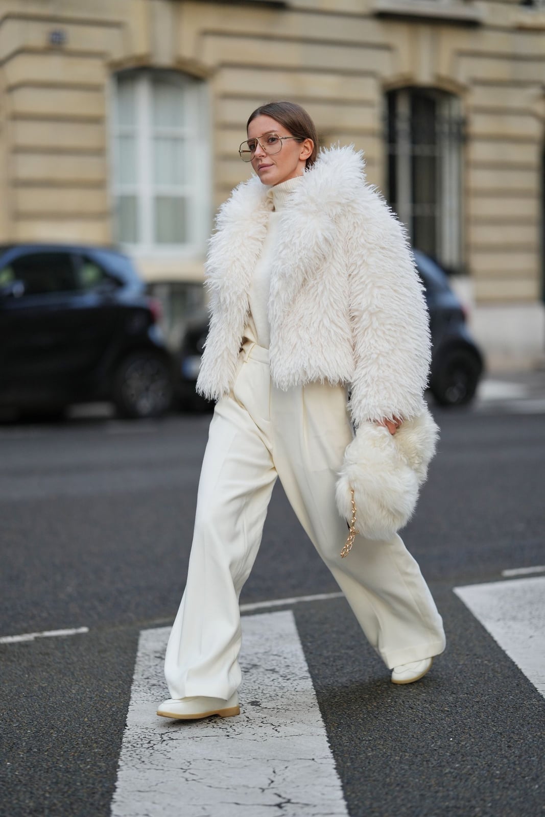 All White Faux Fur Jacket and Wide-Leg Pants All White Faux Fur Jacket and Wide-Leg Pants — Winter Formal