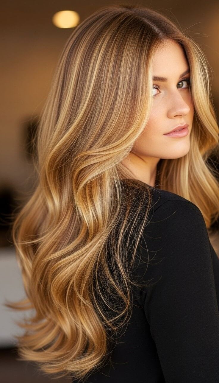 Mid-Back Honey Blonde With Golden Highlights — Winter Hair Color