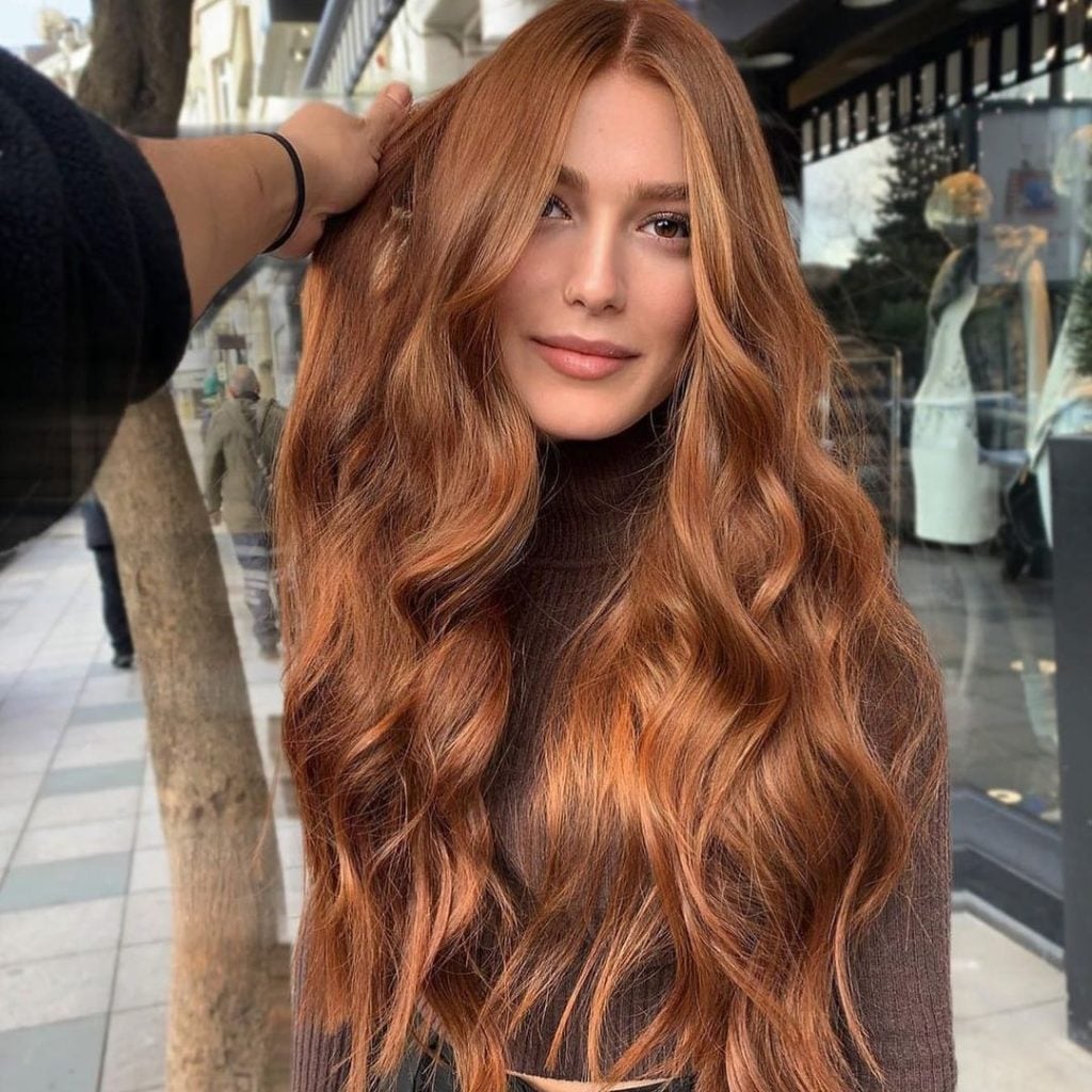 Mid-Back Vibrant Copper With Blonde Highlights — Winter Hair Color