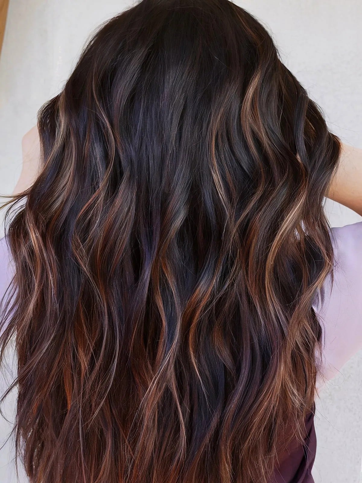 Mid-Back Dark Brown With Warm Balayage — Winter Hair Color