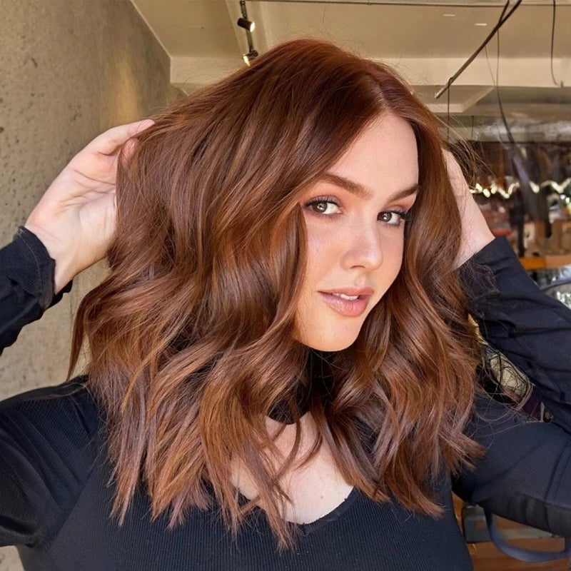 Collarbone Warm Copper Red Lob — Winter Hair Color