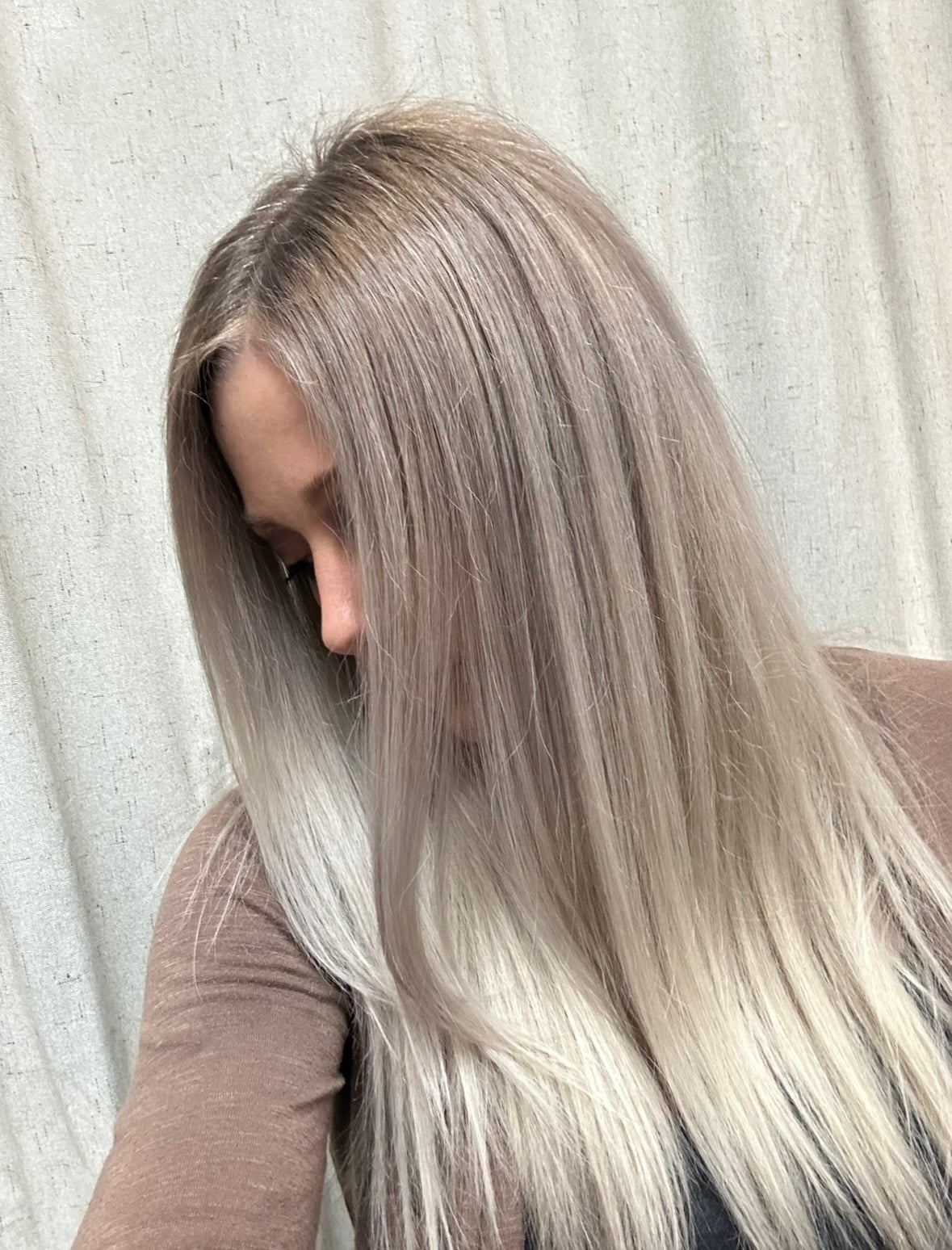Mid-Back Ash Blonde With Root Shadow — Winter Hair Color