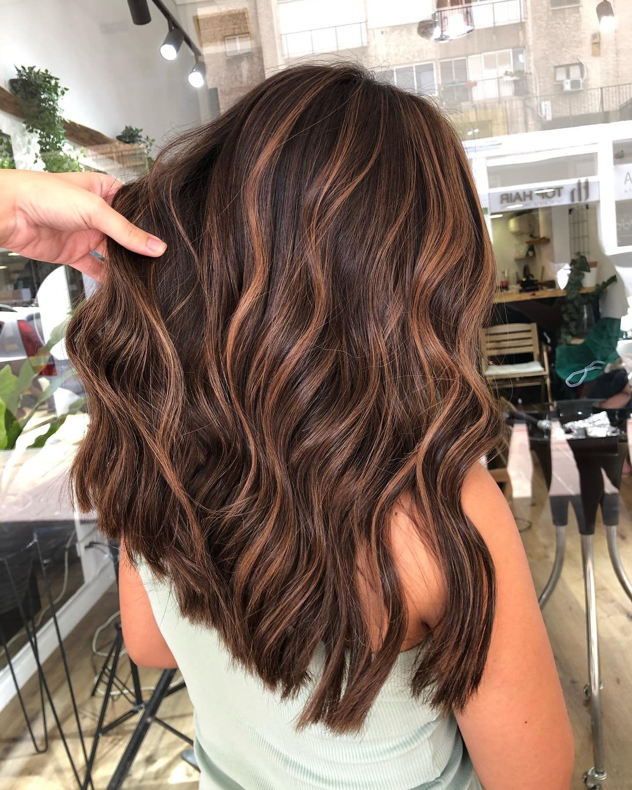 Collarbone Dark Brown With Caramel Highlights — Winter Hair Color