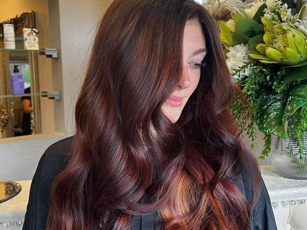 Collarbone Deep Burgundy With Wispy Bangs — Winter Hair Color
