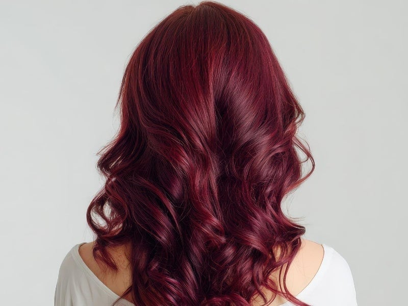 Mid-Back Deep Berry Red Waves — Winter Hair Color