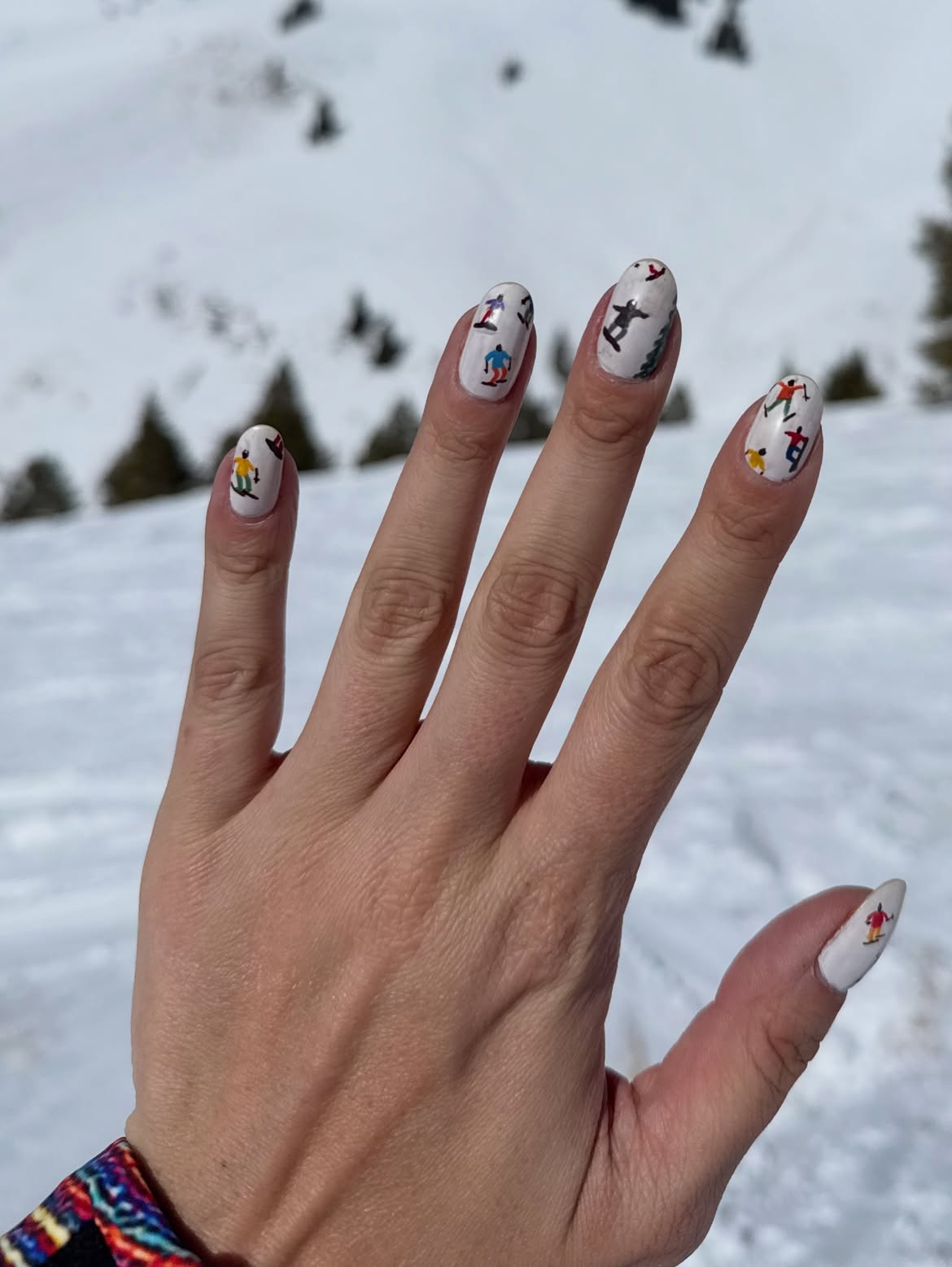 Winter Sport Fun French Tip Nails