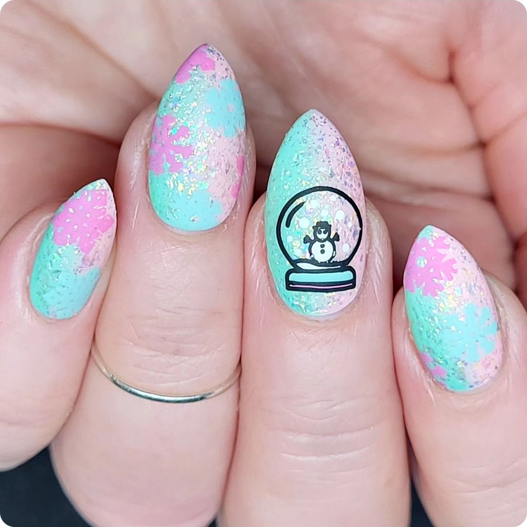 Winter Wonderland Snow Globe Nails