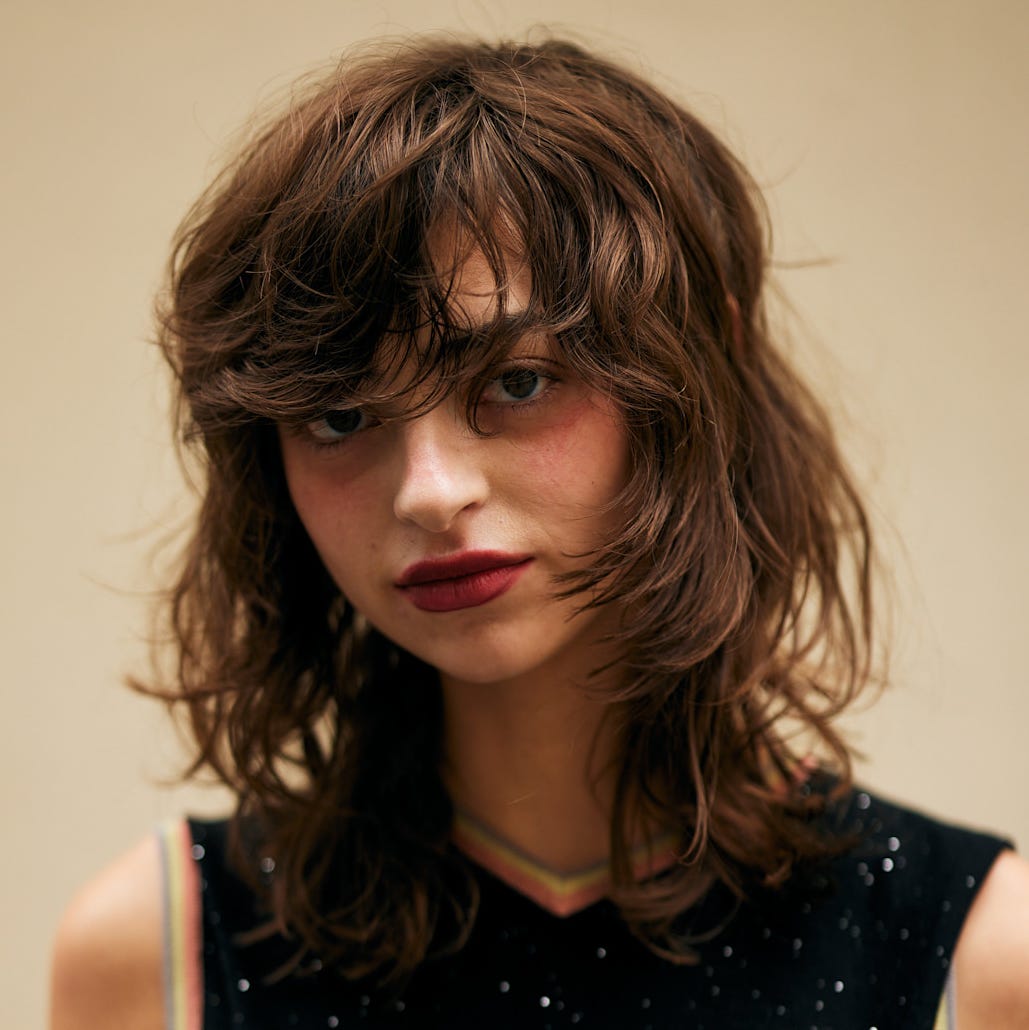 Collarbone Medium Brown Wolf Cut Choppy Bangs Collarbone Medium Brown Wolf Cut Choppy Bangs