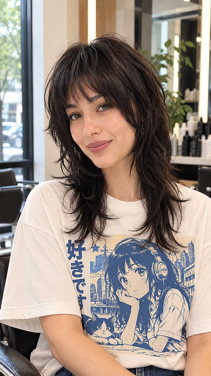 Collarbone Wavy Wolf Cut With Curtain Bangs Collarbone Wavy Wolf Cut With Curtain Bangs