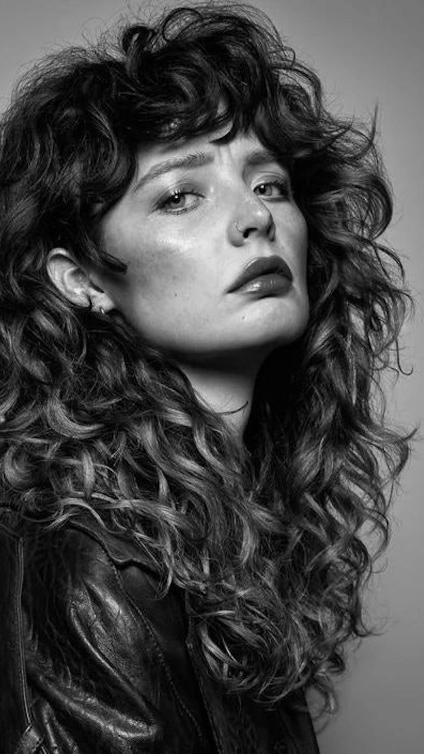 Choppy Bangs On Dark Brown Curly Wolf Cut — Wolf Cut Curly Hair