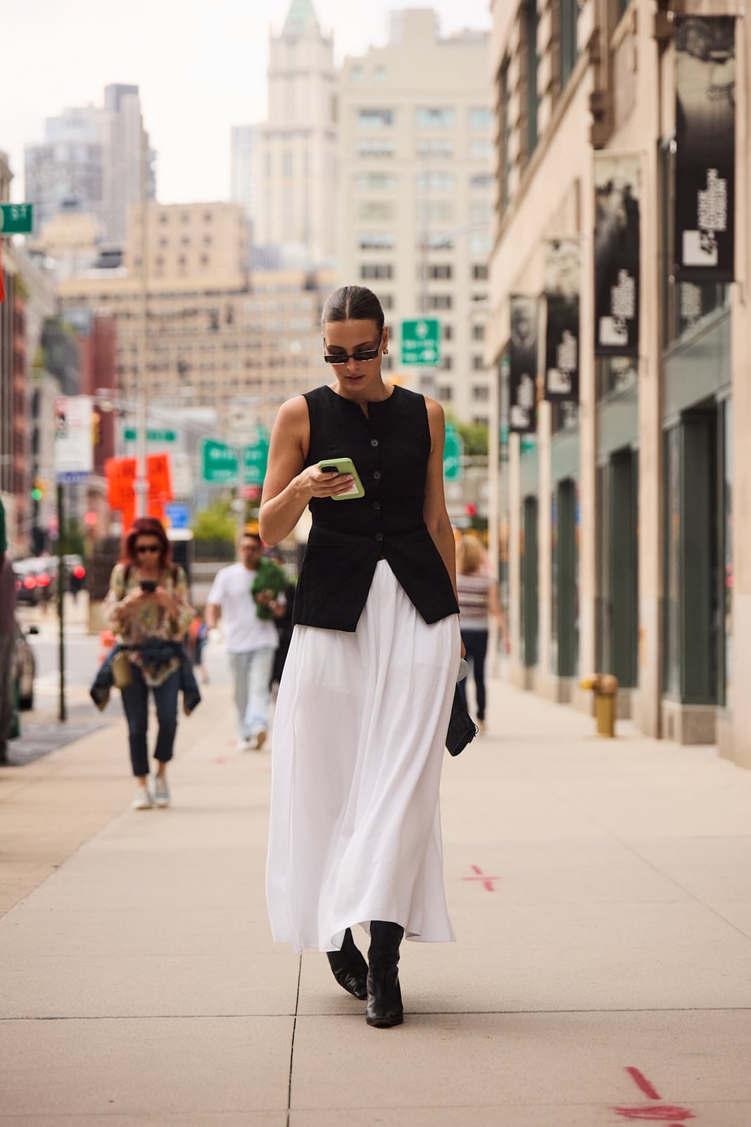 Black Vest Over Maxi Dress for Chic Workwear — Work Outfits