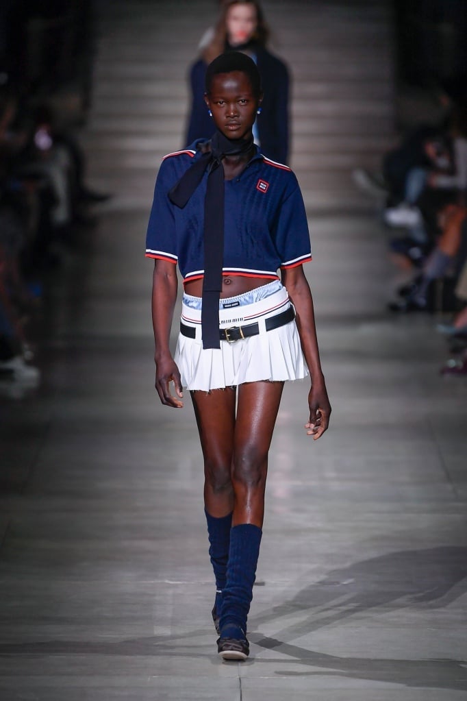 Cropped Top with White Pleated Mini Skirt, Office-Safe Version — Y2K Outfits 2000s