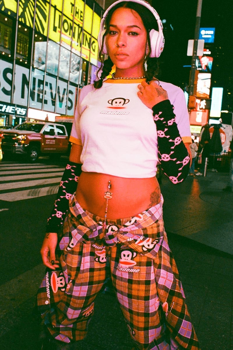 Flannel Pants with Graphic Tee and Arm Warmers and White T-Shirt — Y2K Outfits 2000s