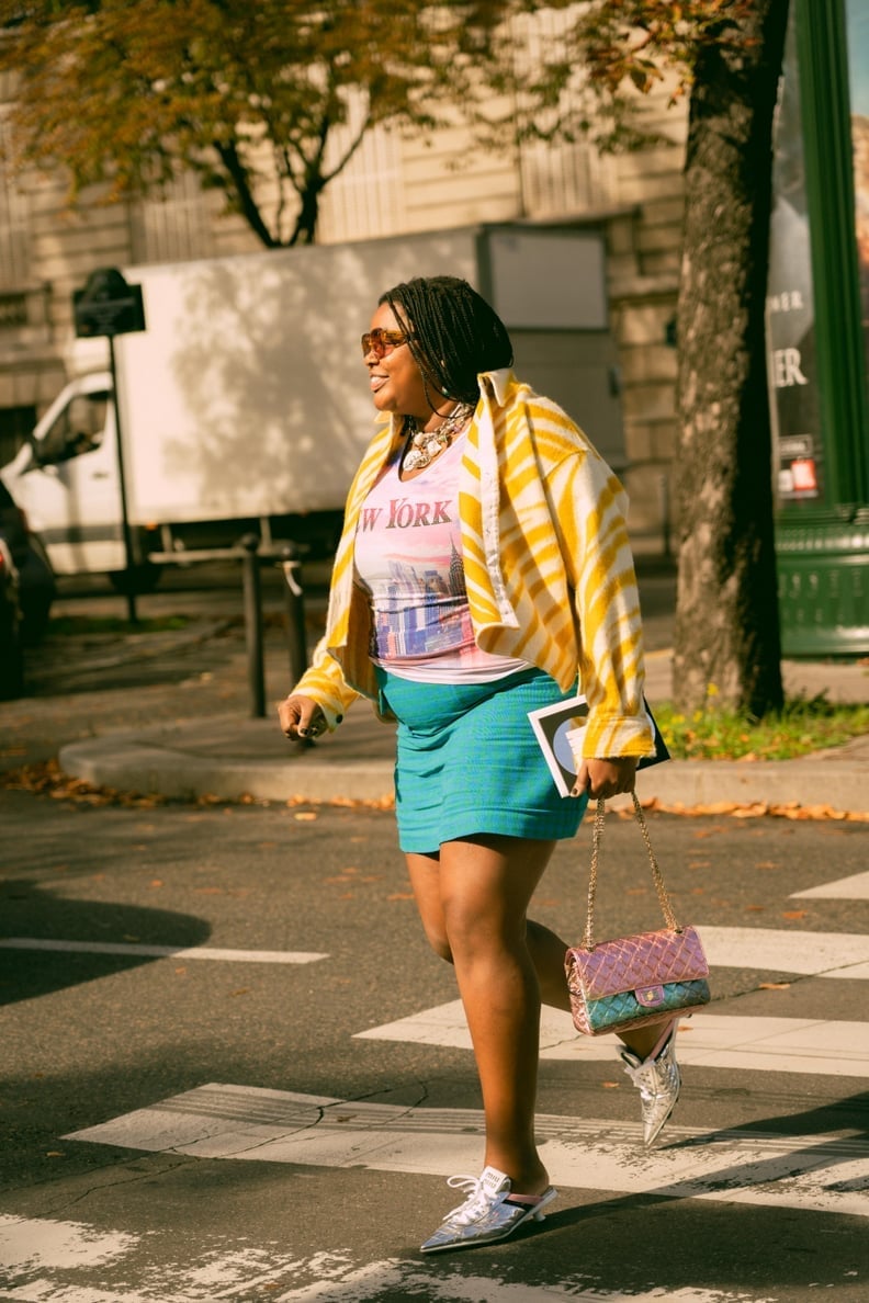 Striped Jacket Over Plaid Mini Skirt, Close-Up Take — Y2K Outfits